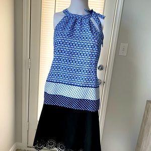 The Limited Halter Top Blue & White With Bow SZ S